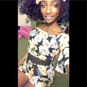 Off shoulder Romper showing midsection